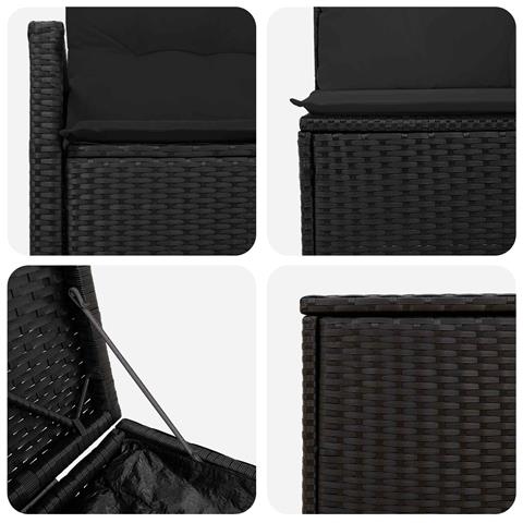 Set di divani 7 pz Nero Rattan sintetico e Acciaio - Foto 9