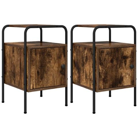 Armadio da Notte 2 pz Rovere Fumo Legno ingegnerizzato - Foto 1