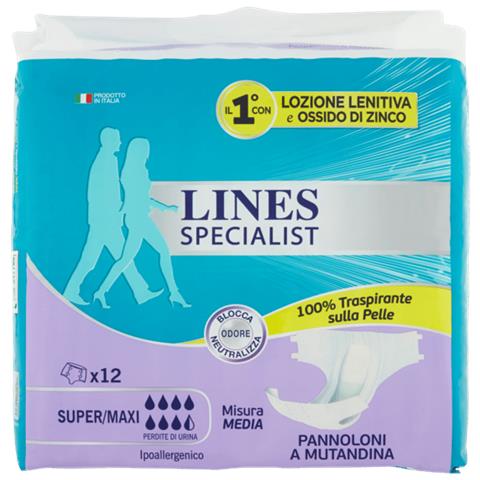 Lines Specialist Pannolone a Mutanda Media 12 Pezzi - Foto 1