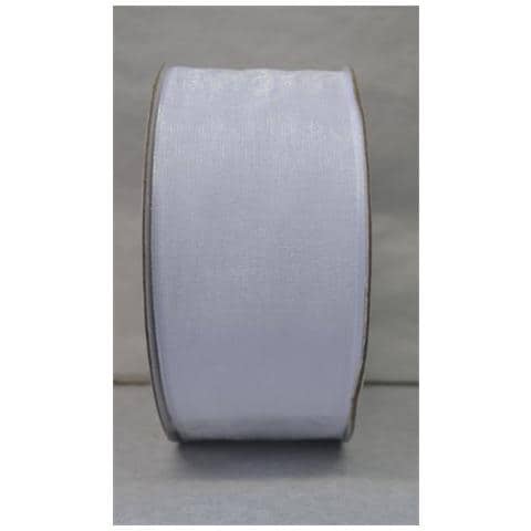 Nastro Nastri Organza 40 Mm Rotolo Bobina 50 Metri Bianco Arancione Verde Rosa Celeste Lilla Giallo Fuxia Verde Blu (bianco)  - Foto 1