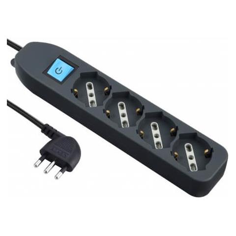 62073 Multipresa 4 posti polivalenti (schuko + 10/16A) con interruttore - cavo 1,5 m nero - Foto 7