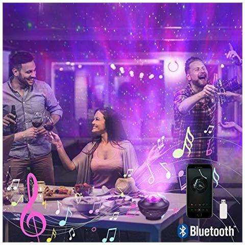 Luci Led Proiettore - Ocean Wave Del Cielo Della Stella Della Luce Di Notte Con Laltoparlante Di Musica Sensore Del Suono Telecomando 360 Di Rotazione Sonno Rilassante Colore Che Cambia La Lampada Per La Fase Camera Nuziale Di Natale - Foto 2