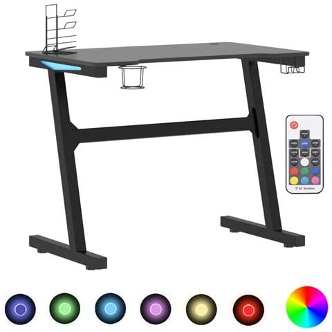 Scrivania da Gaming con LED e Gambe a Z Nera 90x60x75 cm - Foto 1