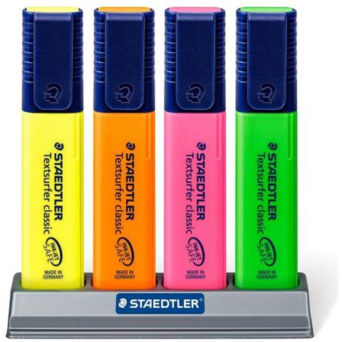 Staedtler Textsurfer Classic 364 Evidenziatore 4 Pz Punta Smussata Verde, Arancione, Rosa, Giallo - Foto 2