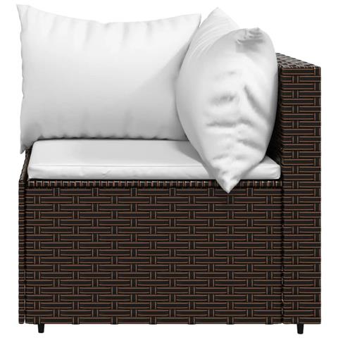 Divano Angolare da Giardino con Cuscini in Polyrattan Marrone - Foto 2