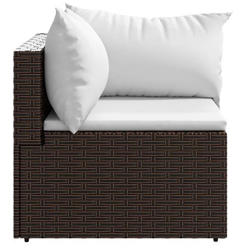 Divano Angolare da Giardino con Cuscini in Polyrattan Marrone - Foto 1