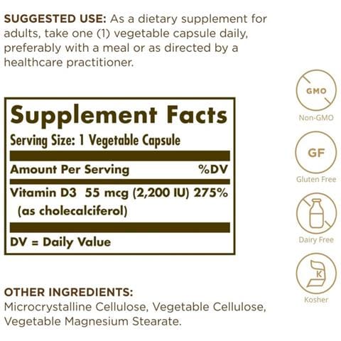 , Vitamina D3 (colecalciferolo) 55mcg (2200iu), 100 Capsule Veg. - Foto 3