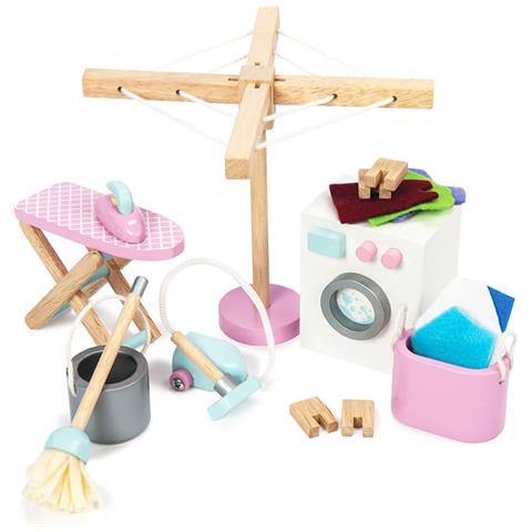 Accessori Per La Lavanderia Della Casa Delle Bambole Daisylane In Legno, Set Da Gioco Per Case Delle Bambole Set Di Mobili Per Casa Delle Bambole Per Ragazze O Ragazzi - Adatto Per Bambini Dai 3 Anni In Su - Foto 2