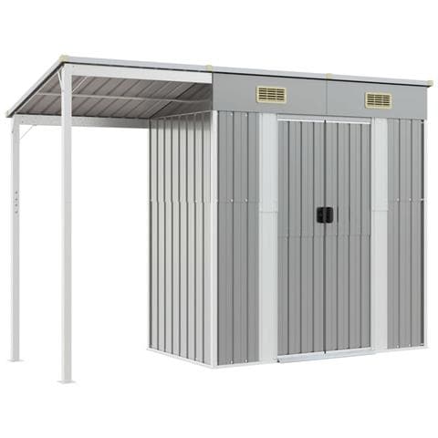 Capannone Tetto Esteso Grigio Chiaro 277x110,5x181cm Acciaio - Foto 1