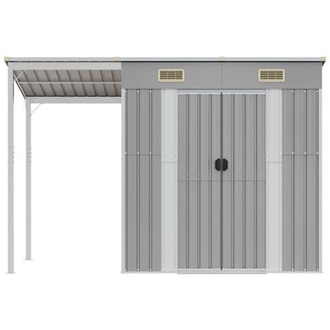 Capannone Tetto Esteso Grigio Chiaro 277x110,5x181cm Acciaio - Foto 2