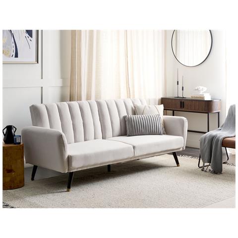 Divano Letto 3 Posti Vimmerby Tessuto Beige - Foto 1