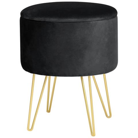 Pouf LILI in velluto apribile con contenitore, Colore Nero - Foto 1