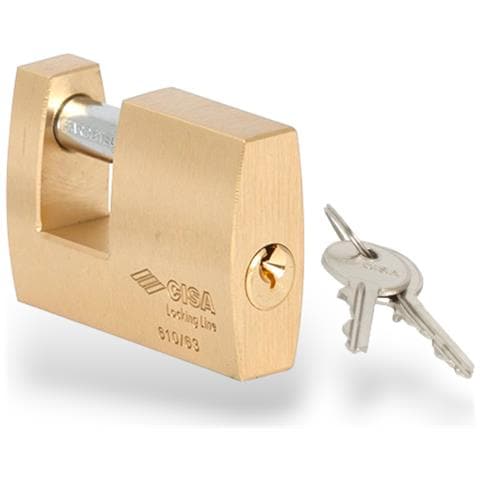 Lucchetto Monoblocco In Ottone Smerigliato Con Arco In Acciaio Cisa Lockingline 21610 - 50 Mm - Foto 1
