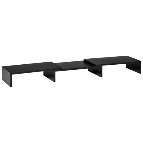 Supporto Monitor in MDF con Lunghezza e Angolazione Regolabile 80-117x23.5x10 cm Nero - Foto 1
