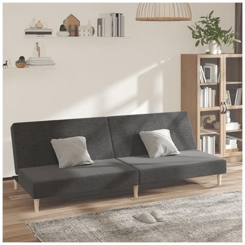 Divano Letto A 2 Posti Grigio Scuro In Tessuto - Foto 8