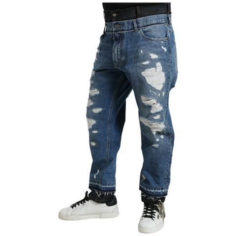 Jeans Skinny In Denim A Vita Alta Floreale Blu - It44-l - Foto 2