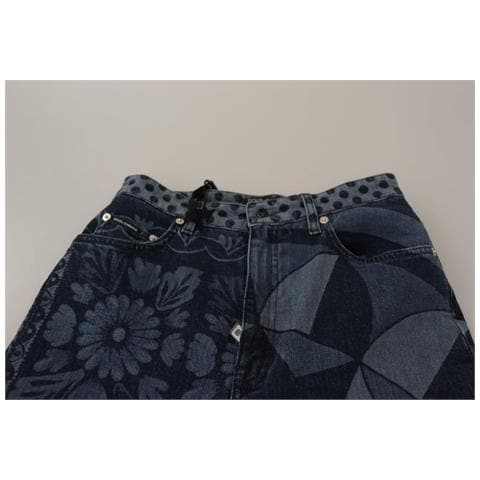 Jeans Skinny In Denim A Vita Alta Floreale Blu - It44-l - Foto 10