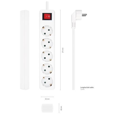 A154-0651 prolunghe e multiple 1,4 m 5 presa (e) AC Interno Bianco - Foto 2