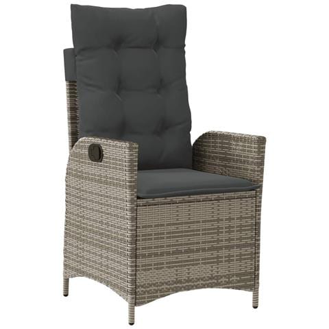 Set Da Pranzo Da Giardino 9 Pz Con Cuscini In Polyrattan Grigio - Foto 3