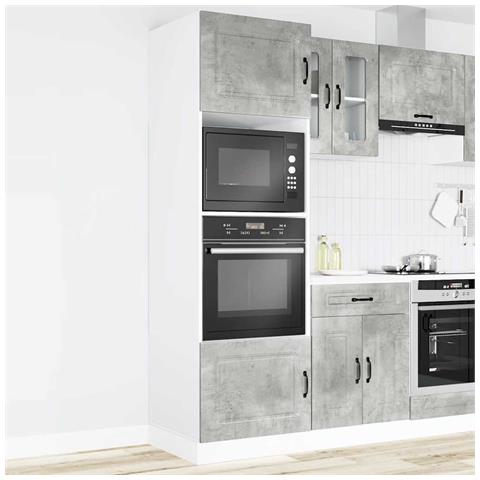 Armadi Forno 2 Pz Lucca Grigio Cemento In Legno Multistrato - Foto 3