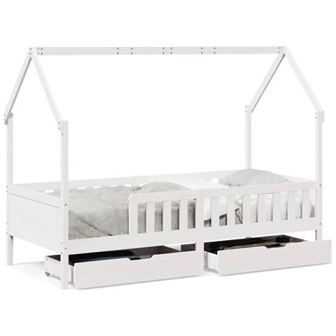 Giroletto Bambini con Cassetti 80x200 cm Legno Massello di Pino - Foto 1