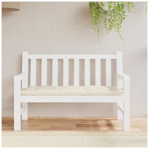 Cuscino Per Panca Da Giardino Crema 120x50x7 Cm Tessuto Oxford - Foto 3