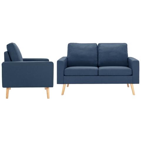 Set Divani 2 Pz In Tessuto Blu - Foto 2