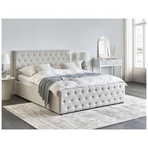 Letto Contenitore Tessuto Amiens 160 X 200 Cm Beige - Foto 1