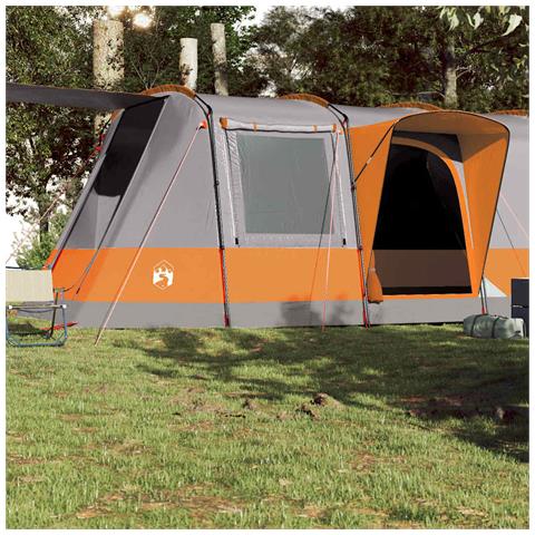 Tenda da Campeggio a Tunnel per 4 Persone Grigio e Arancione - Foto 2