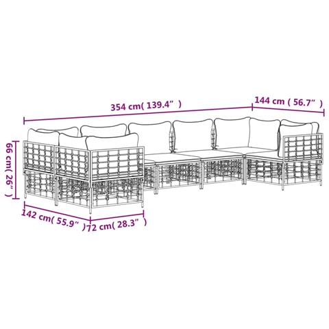 Set Divani da Giardino 7 pz con Cuscini Antracite in Polyrattan - Foto 8