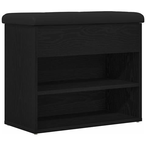 Panca di stoccaggio in legno ingegnerizzato colore rovere nero 60x30x48 cm - Foto 1