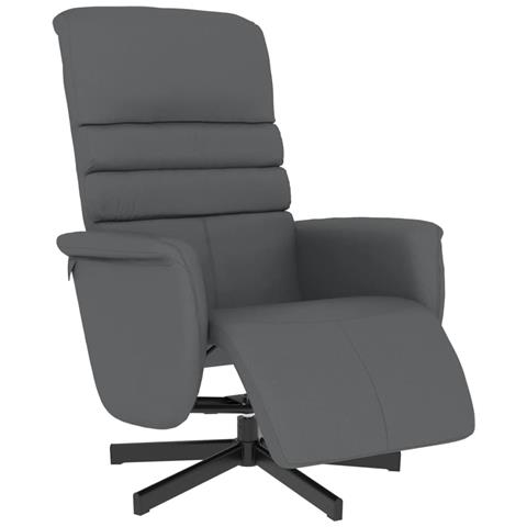 Poltrona Reclinabile con Poggiapiedi Grigia in Similpelle - Foto 1