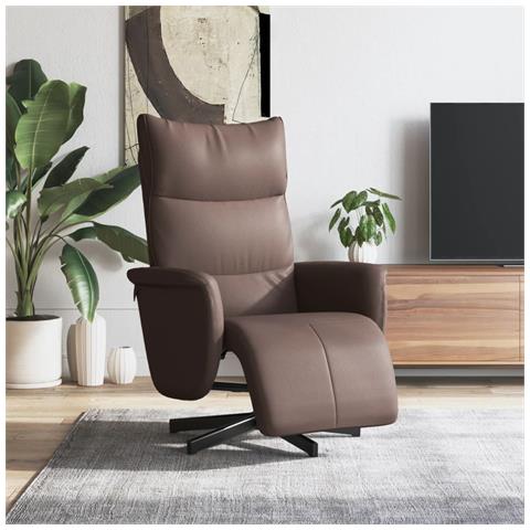 Poltrona Reclinabile con Poggiapiedi Marrone in Similpelle - Foto 2