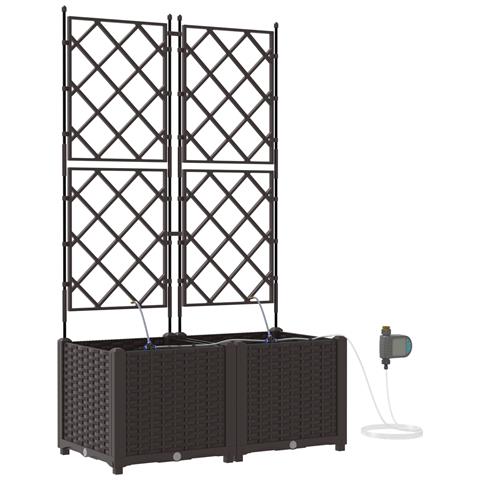 Fioriere da Giardino con Sistema di Irrigazione 2 pz Marrone - Foto 1