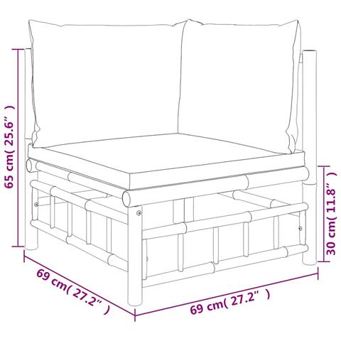 Set Salotto da Giardino 2pz con Cuscini Bianco Crema in Bambù - Foto 9
