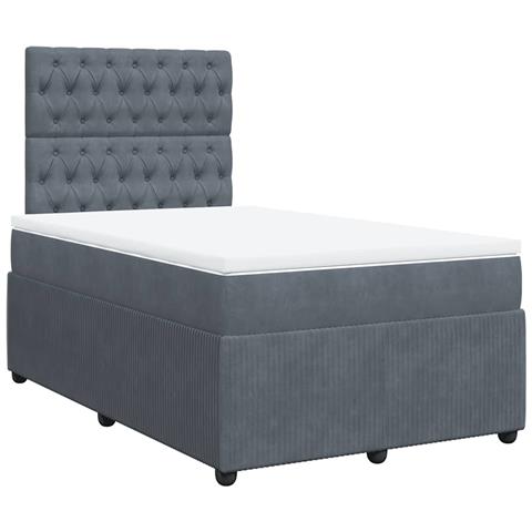 Giroletto a Molle con Materasso Grigio Scuro 120x190 cm Velluto - Foto 1