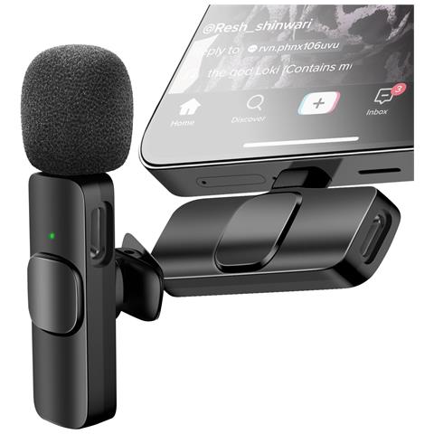 Set Di 2 Microfoni A Cravatta Wireless Usb-c Lightning Con Riduzione Del Rumore E Portata Di 20 M - Foto 1