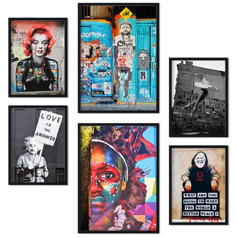 Set Di 6 Stampe Stampe Artistiche Estetiche Sui Graffiti Per La Camera Da Letto O Il Soggiorno A3 & A4 Senza Cornice - Foto 1