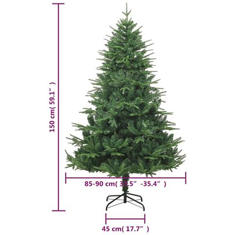 Albero Di Natale Artificiale Verde 150cm Pvc E Pe - Foto 7