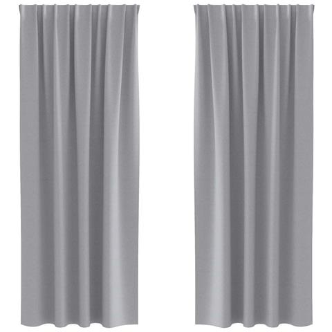 Tende con tende 2 pcs Grigio chiaro 260x140cm Poliestere - Foto 1