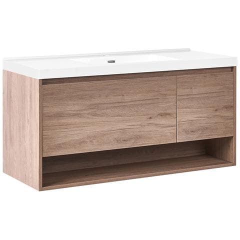 Mobile Lavabo A Parete Con Lavabo Umayo 120 Cm Marrone Chiaro - Foto 2