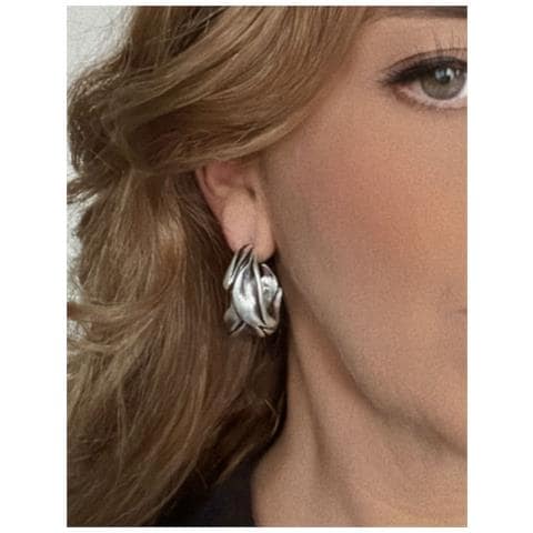 Orecchini A Cerchio Creoli Con Calle Collegate In Argento Placcato - Foto 2