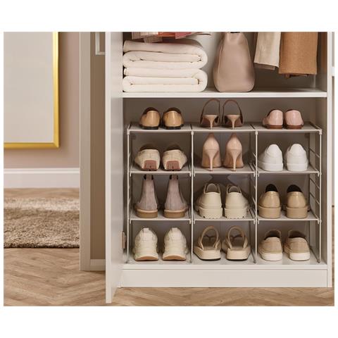 Scarpiera Grande Regolabile Level Plus Per Conservare Calzature Ripiani Regolabili Materiale Resistente Design Elegante Colore Naturale Facile Montaggio - Foto 6
