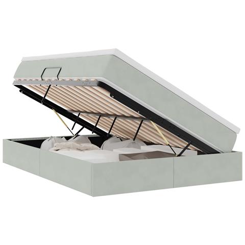 Letto con contenitore e materasso Grigio chiaro 140 x 200 cm - Foto 1