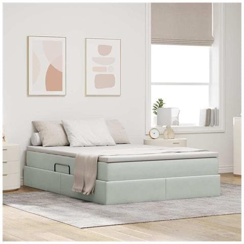 Letto con contenitore e materasso Grigio chiaro 140 x 200 cm - Foto 2
