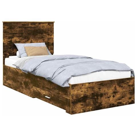 Struttura del letto Rovere fumé 90 x 200 cm Legno multistrato - Foto 1