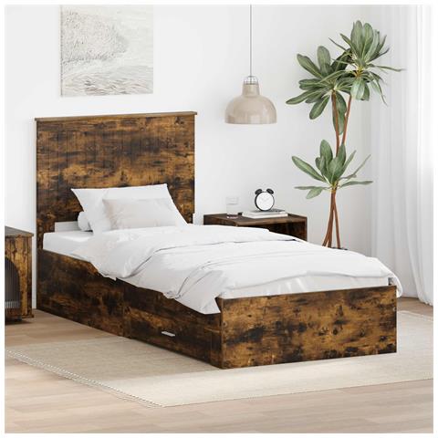 Struttura del letto Rovere fumé 90 x 200 cm Legno multistrato - Foto 2