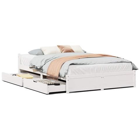 Letto senza Materasso Bianco 120x200 cm Legno Massello di Pino - Foto 1