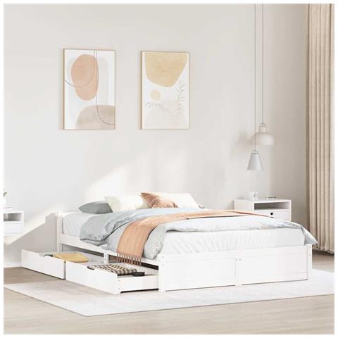 Letto senza Materasso Bianco 120x200 cm Legno Massello di Pino - Foto 2