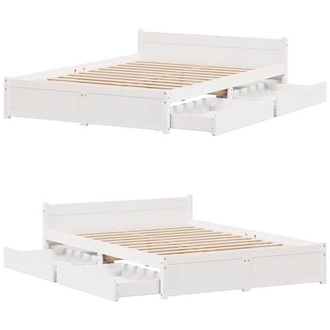 Letto senza Materasso Bianco 120x200 cm Legno Massello di Pino - Foto 9